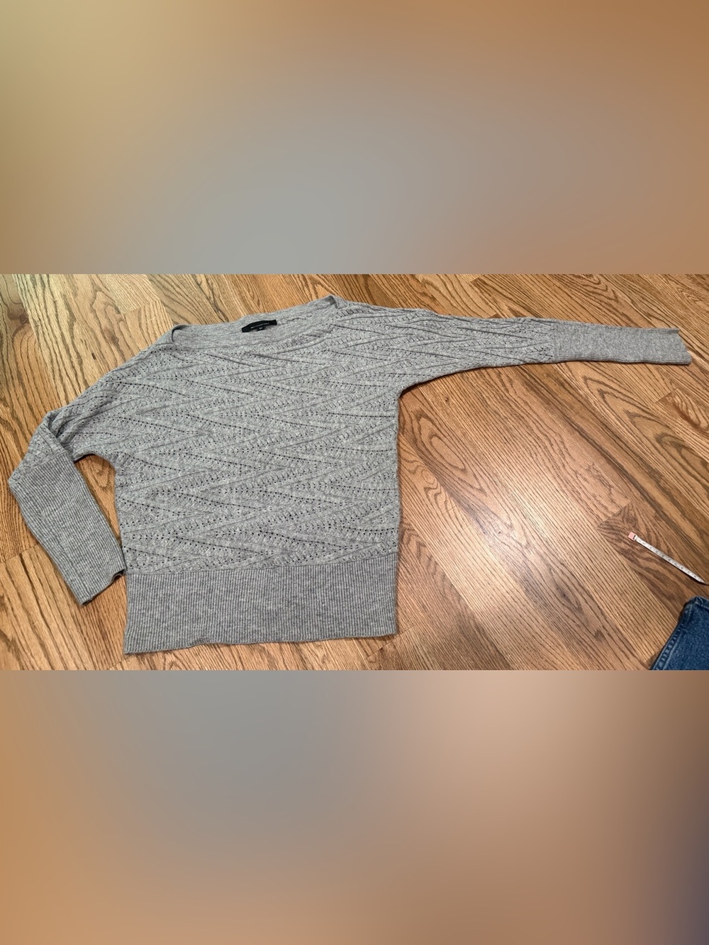 WHBM Gray Pointelle Sweater